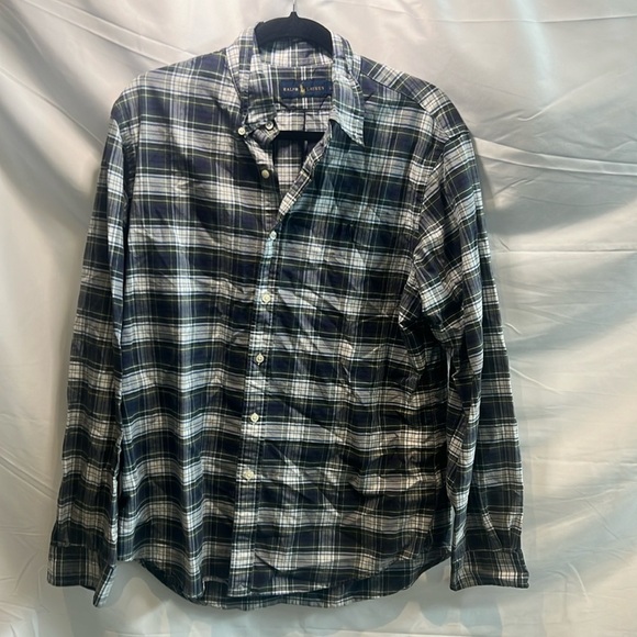 Polo Ralph Lauren Men’s Oxford - Blue & Green Large Plaid - Picture 1 of 5
